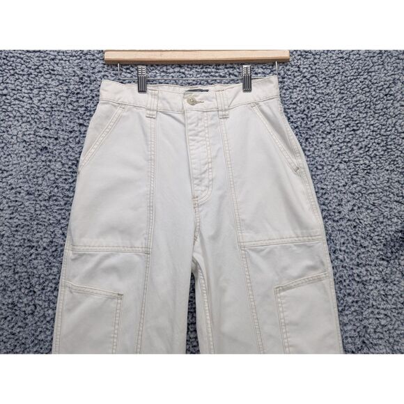 Abercrombie Fitch High Rise Wide Leg Cargo Pants Size 26 Boho Y2K Barrel White - Picture 3 of 13